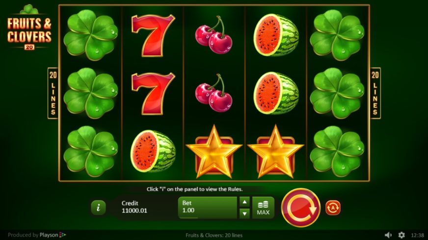 Fruits & Clovers 20 lines slot screen 1
