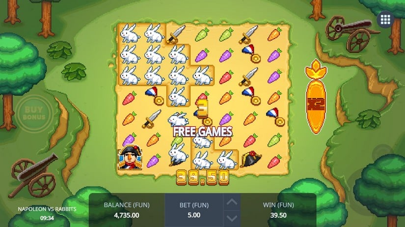 Napoleon vs Rabbits slot screen 4