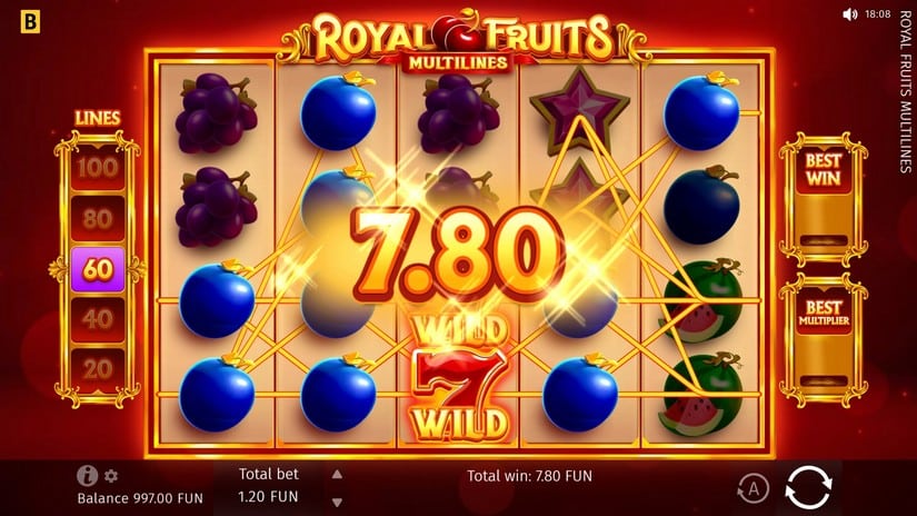 Royal Fruits MultiLines slot screen 2