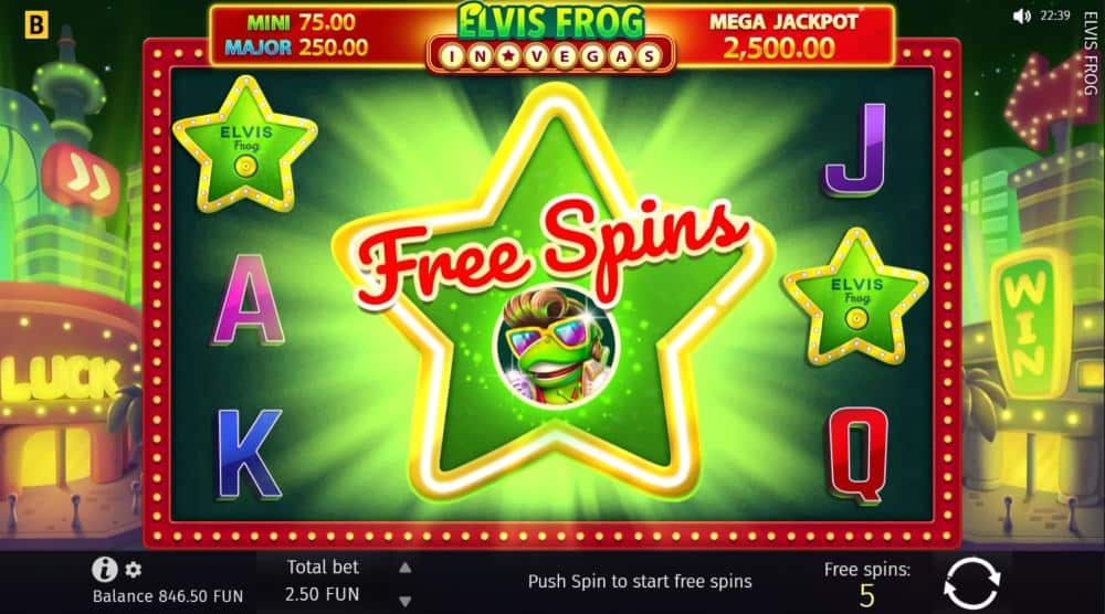 Elvis Frog in Vegas free spins