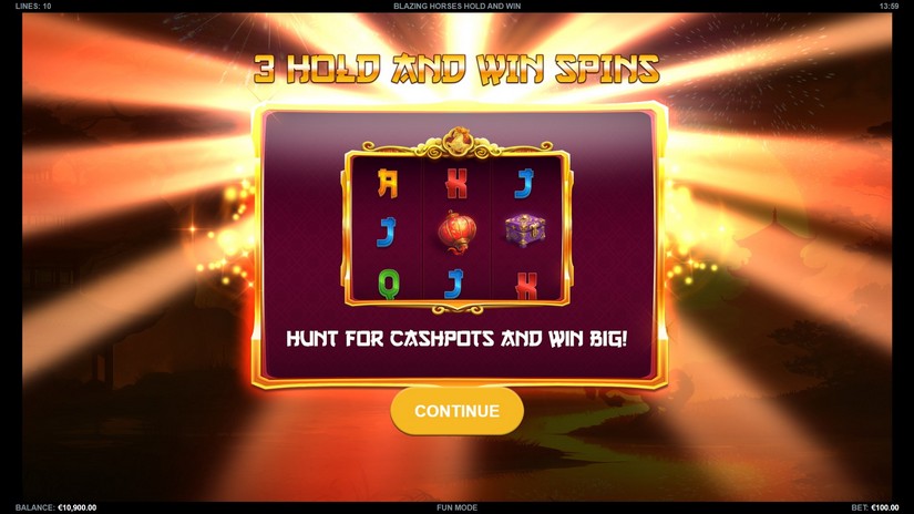 Blazing Horses Hold and Win slot screen 2