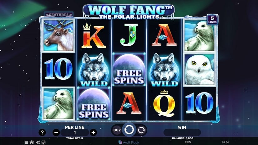 Wolf Fang – The Polar Lights slot screen 1