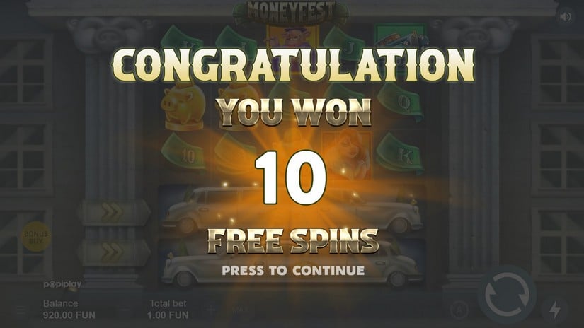Moneyfest slot screen 3