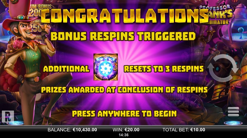 Professor Clank’s Combinator slot screen 4