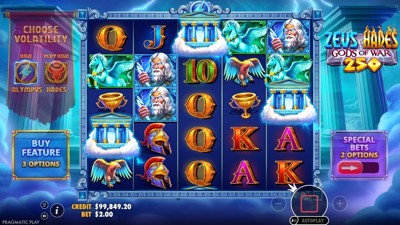 Zeus vs Hades Gods of War 250 slot screen 2