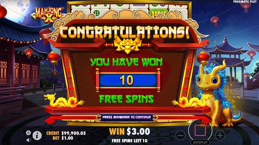 Mahjong X slot screen 4