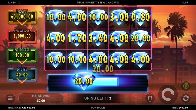 Miami Sunset 7s Hold and Win slot screen 4