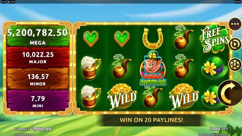 Paddy’s Pot Mega Moolah slot screen 1