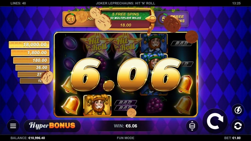 Joker Leprechauns Hit-N-Roll slot screen 2