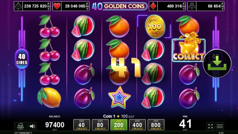 40 Golden Coins slot screen 2