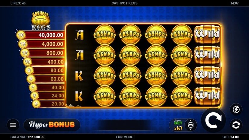 Cashpot Kegs slot screen 1