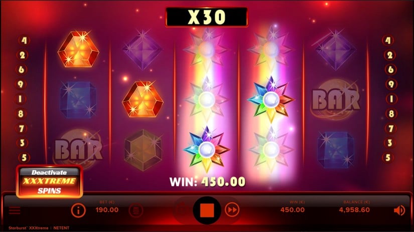 Starburst XXXtreme slot screen 4