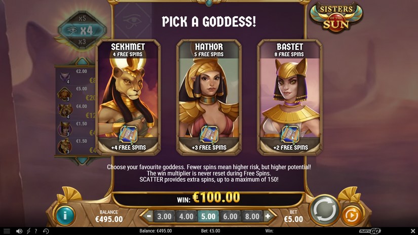 Sisters of the Sun slot screen 7