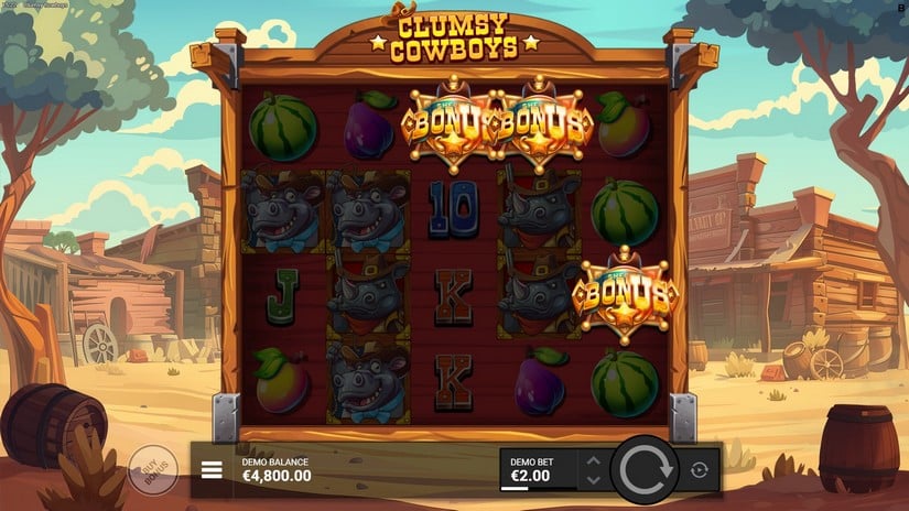 Clumsy Cowboys slot screen 2