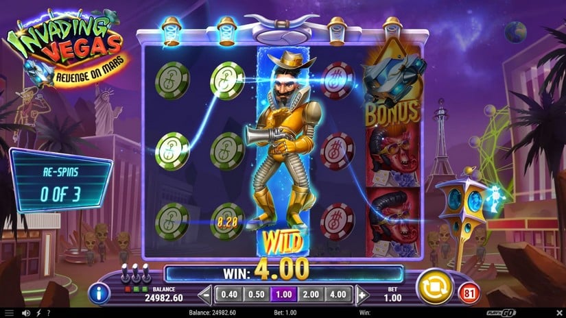 Invading Vegas Revenge on Mars slot screen 6