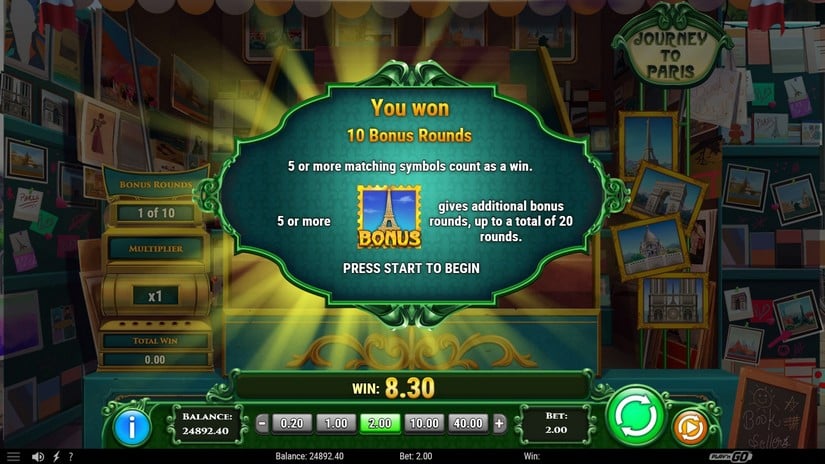 Journey to Paris slot screen 5