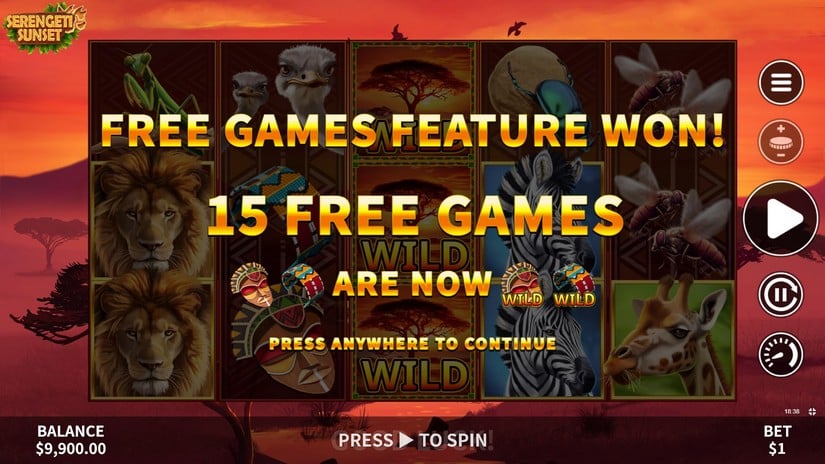 Serengeti Sunset slot screen 2