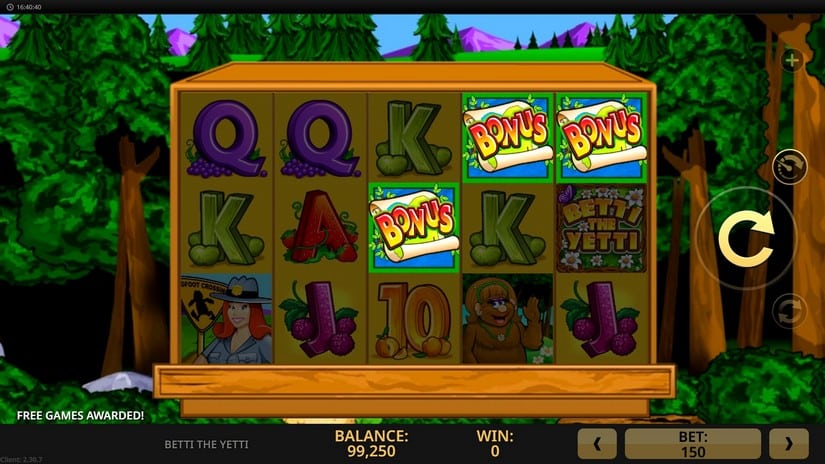 Betti The Yetti slot screen 2