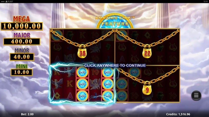 Amazing Link Zeus Epic 4 slot screen 3