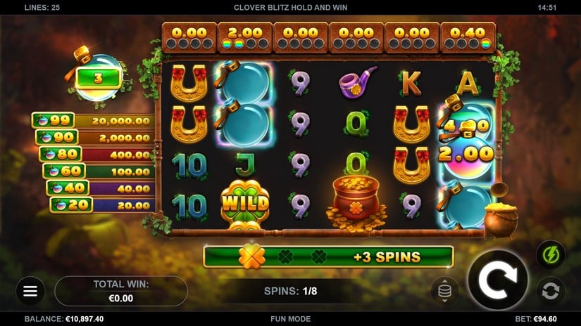 Clover Blitz Hold and Win slot screen 3