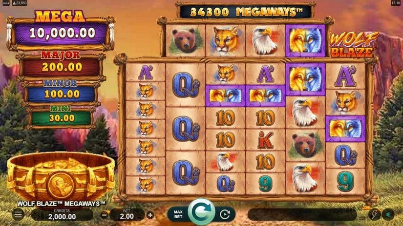 Wolf Blaze Megaways slot screen 1
