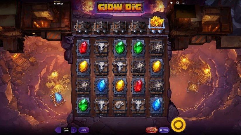 Glow Dig slot screen 1