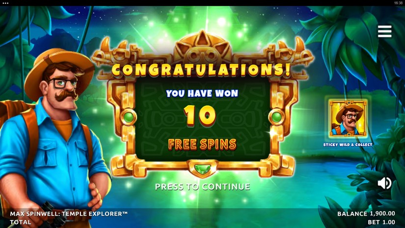 Max Spinwell Temple Explorer slot screen 3