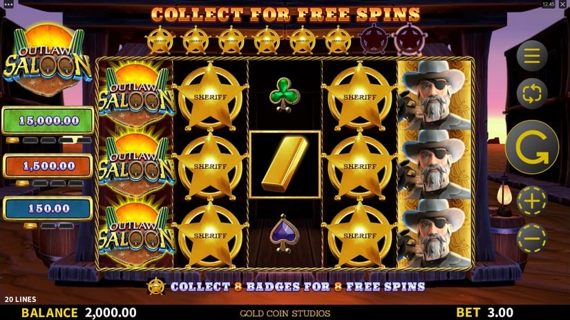 Outlaw Saloon slot screen 1