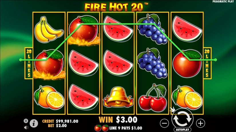 Fire Hot 20 slot screen 2