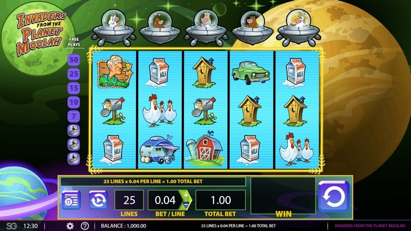 Invaders from the Planet Moolah slot screen 1