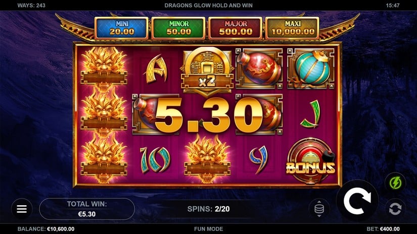 Dragons Glow Hold and Win slot screen 4