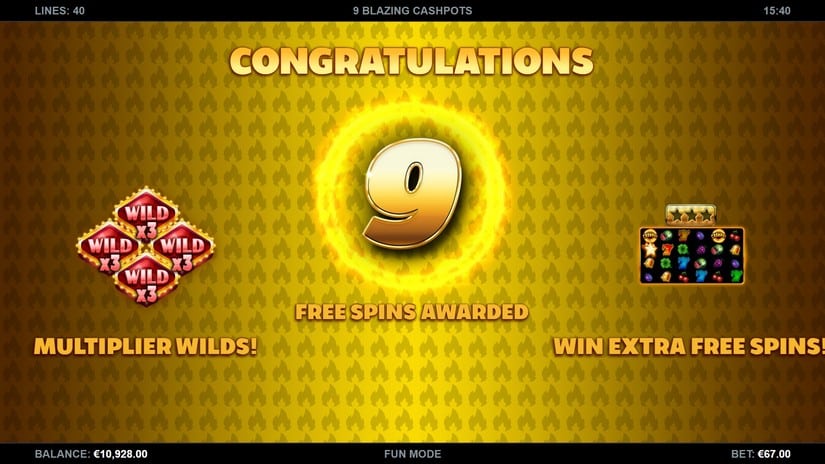 9 Blazing Cashpots slot screen 3