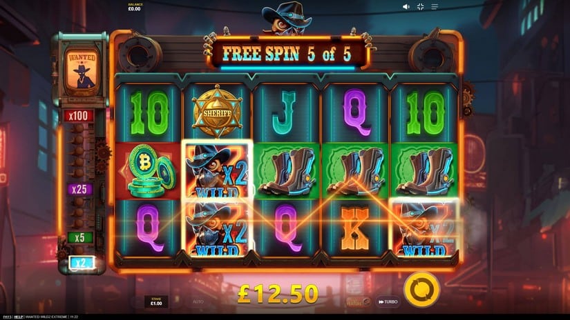 Wanted Wildz Extreme slot screen 5