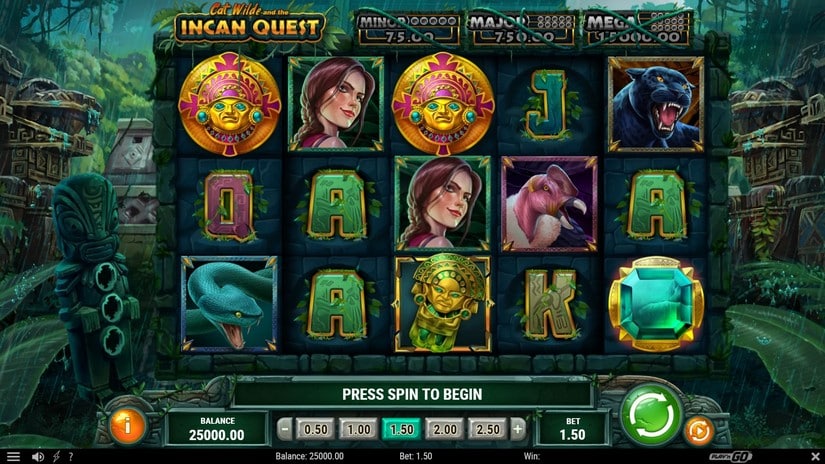 Cat Wilde and the Incan Quest slot screen 1