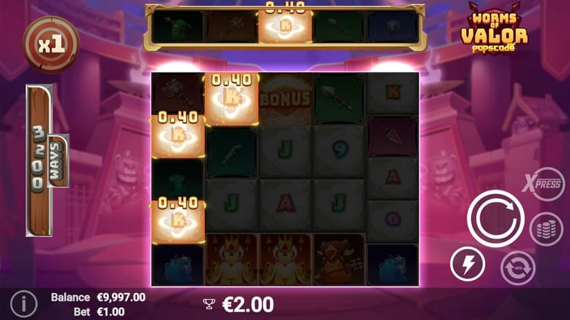 Worms of Valor slot screen 2