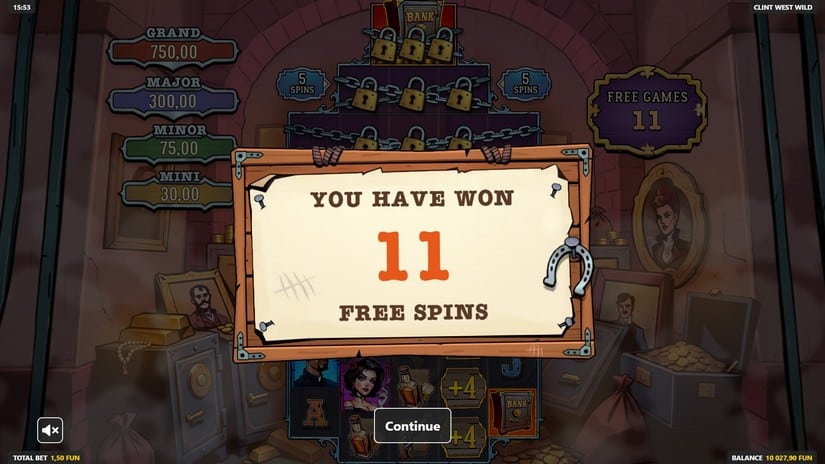 Clint WestWild slot screen 4