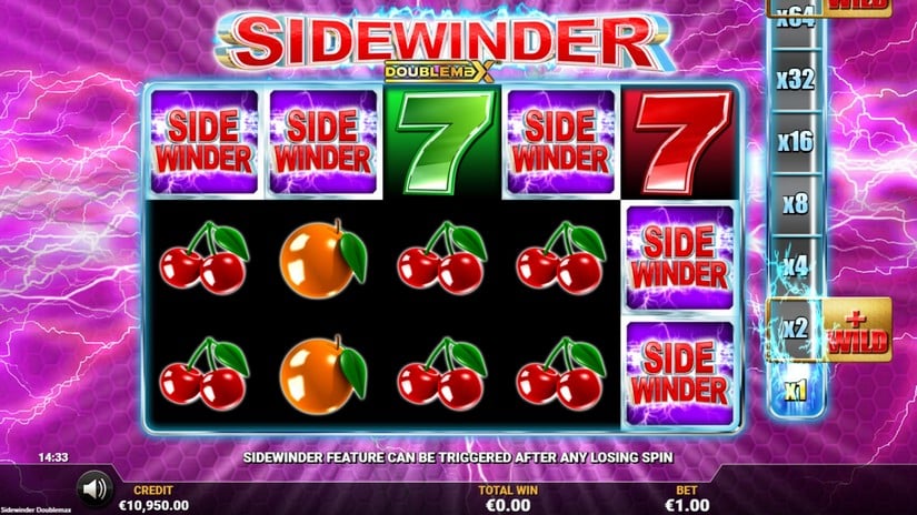 Sidewinder DoubleMax slot screen 2