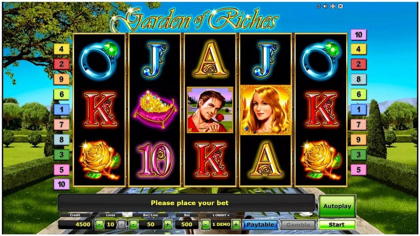 Garden of Riches slot screen 1