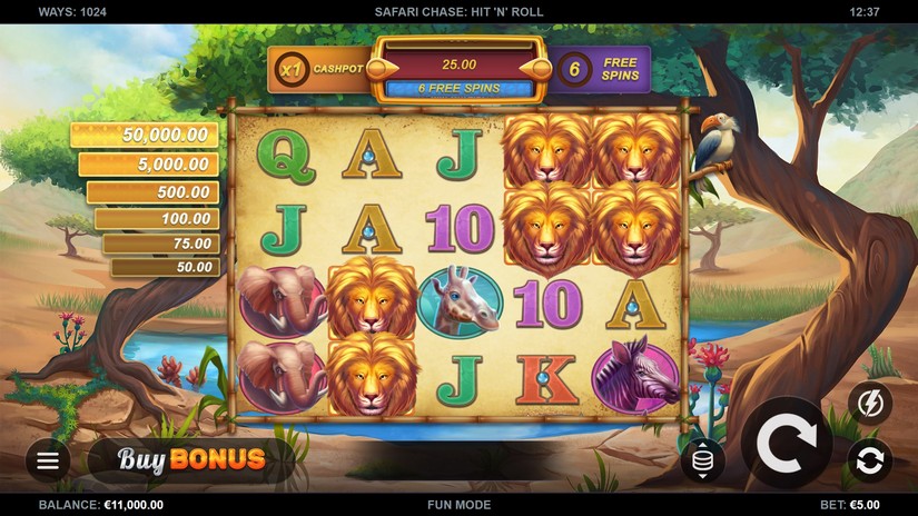 Safari Chase Hit ‘n’ Roll slot screen 1