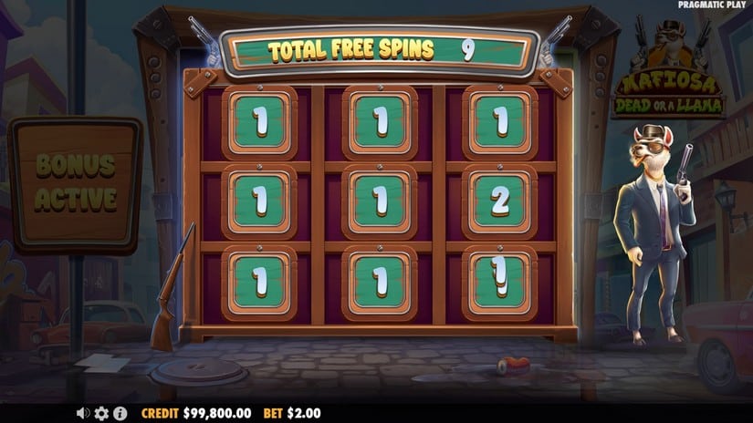 Mafiosa Dead or a Llama slot screen 3
