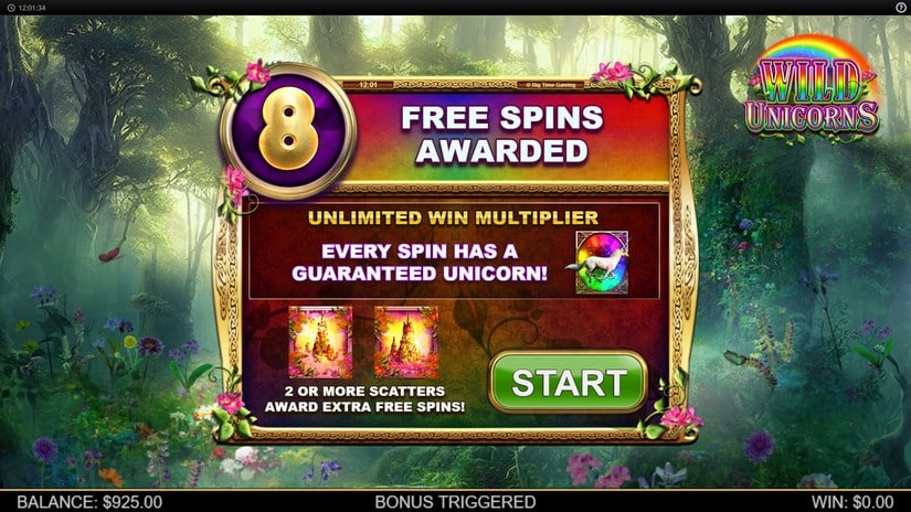 Wild Unicorns slot screen 2