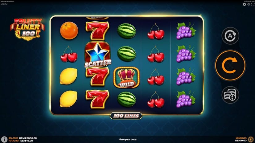 Fruityliner 100 slot screen 1