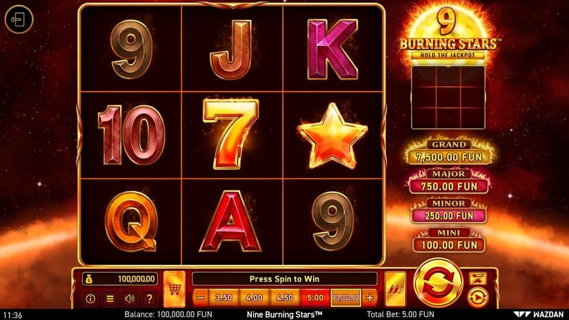 9 Burning Stars™ slot screen 1