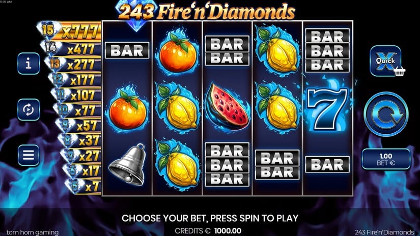 243 Fire’n’Diamonds slot screen 1