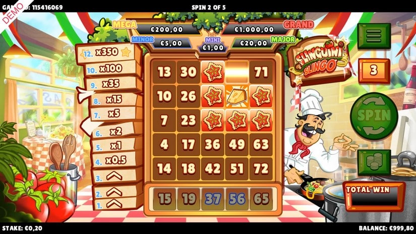 Slinguini Slingo slot screen 3