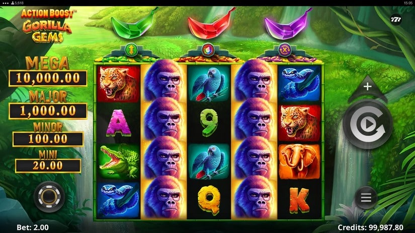 Action Boost Gorilla Gems slot screen 1