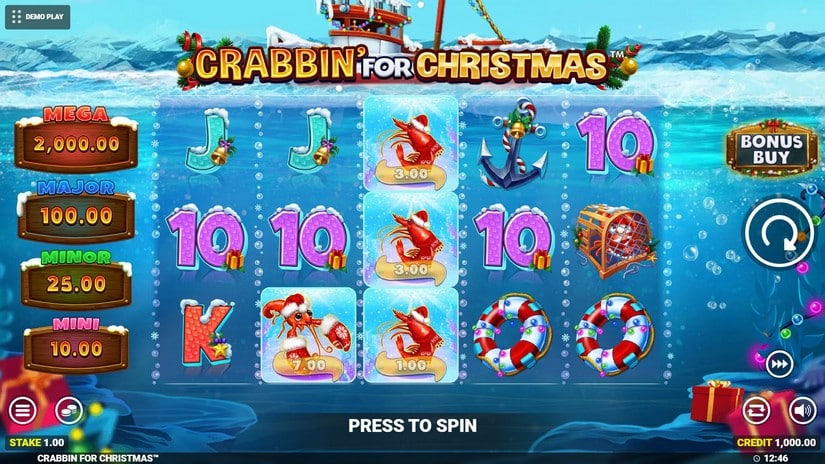 Crabbin’ For Christmas slot screen 1