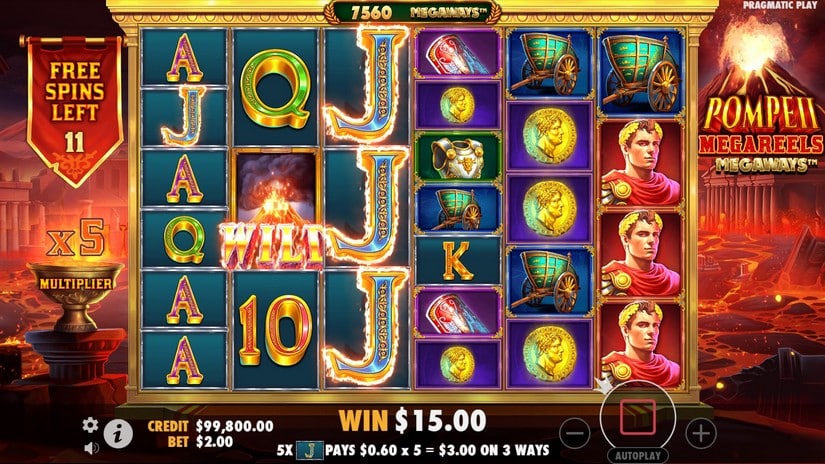 Pompeii Megareels Megaways slot screen 4