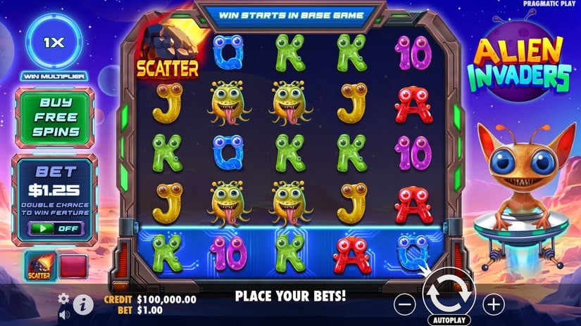 Alien Invaders slot screen 1