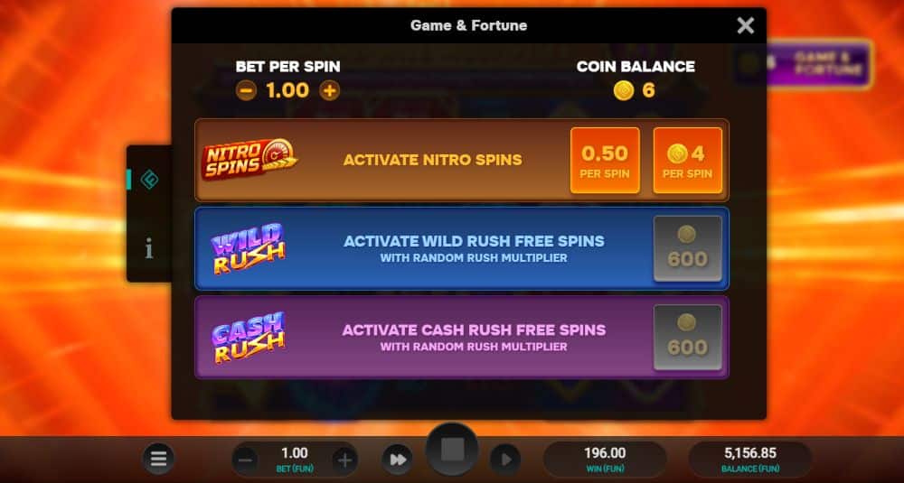 Cosmic Rush Dream Drop Nitro Spins